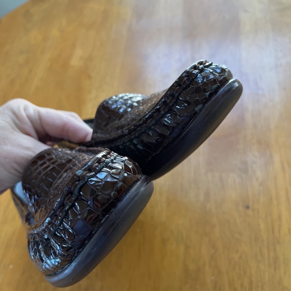 SAS Sz 7.5 M Shiny Brown Simplify Loafer Croc‎ Lightweight Slip On Moccasin - Picture 4 of 11